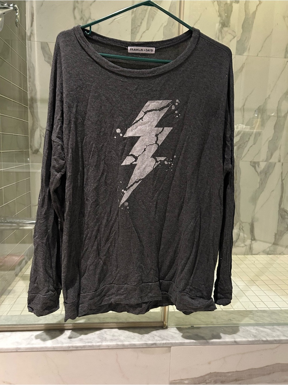 Franklin & Daysi Charcoal Lightning Bolt Long Sleeve Tee